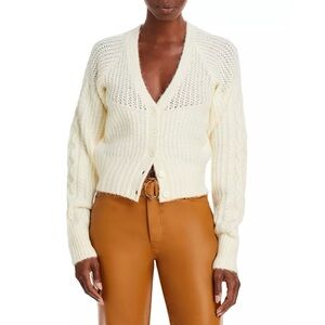 NICHOLAS • Camilla Cable Knit Cardigan wool alpaca Carnation cream ivory cropped